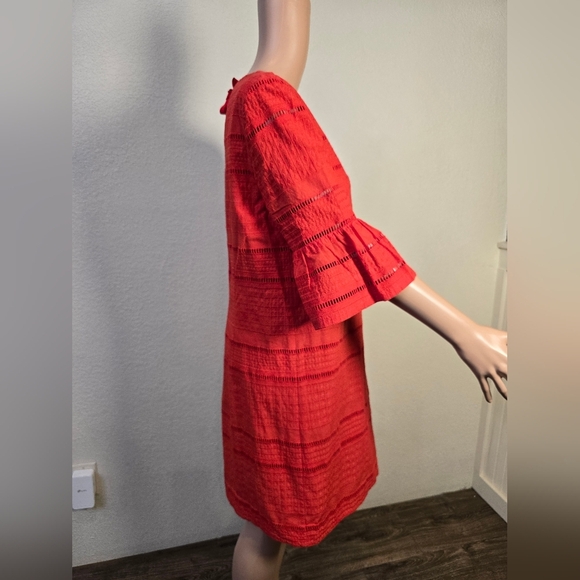 J. Crew Dress Flutter Sleeve Eyelet Design Shift Orange Dress Size 8T - Picture 5 of 10